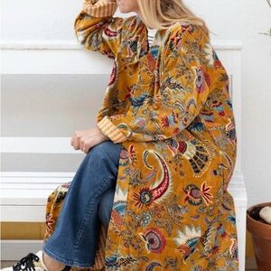 Floral Yellow Velvet Coat